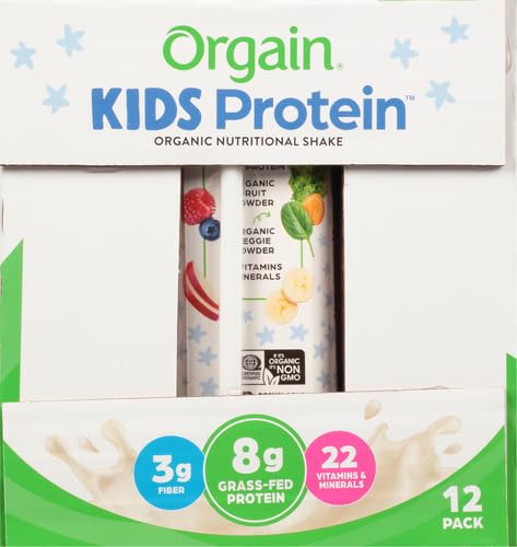 Orgain Organic Kids Nutritional Protein Shake, 8g Dairy 3g Fiber, 22 Vitamins 8.25 Fl 12)