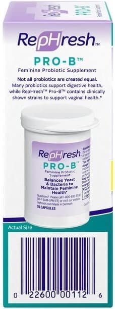 Rephresh Pro-B Probiotic Feminine Supplement, 30 Capsules (Pack of 3)