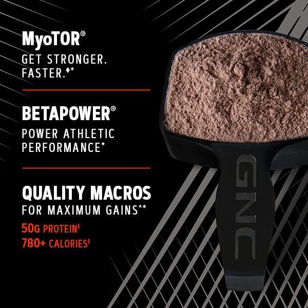 GNC AMP Mass XXX Mass Gainer Protein Powder | 50g Protein | Targeted Muscle Building and Workout Support Formula with MyoTor, BCAA and Creatine |Strawberry | 13 Servings