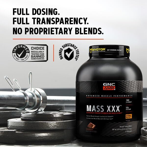GNC AMP Mass XXX with MyoTOR Protein Powder | Targeted Muscle Building and Workout Support Formula with BCAA and Creatine | Cookies and Cream | 13 Servings
