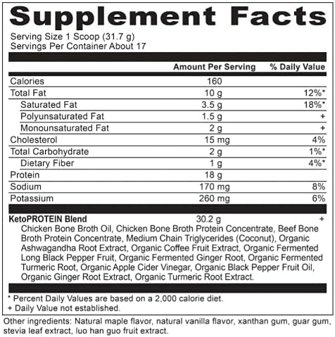 Keto Protein Powder by Ancient Nutrition, 18g Protein 11g Fat 17 Servings