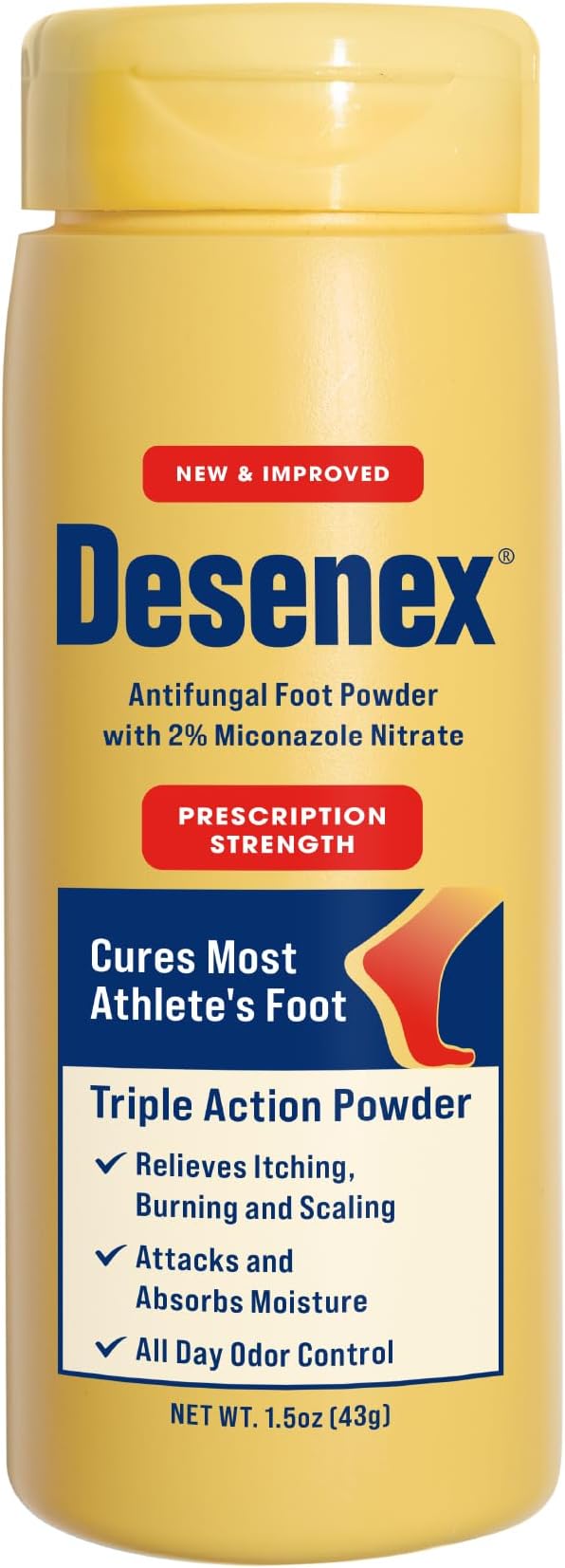 Desenex Anti-Fungal Foot Powder, Cures Most 2% Miconazole 1.5ozBottle