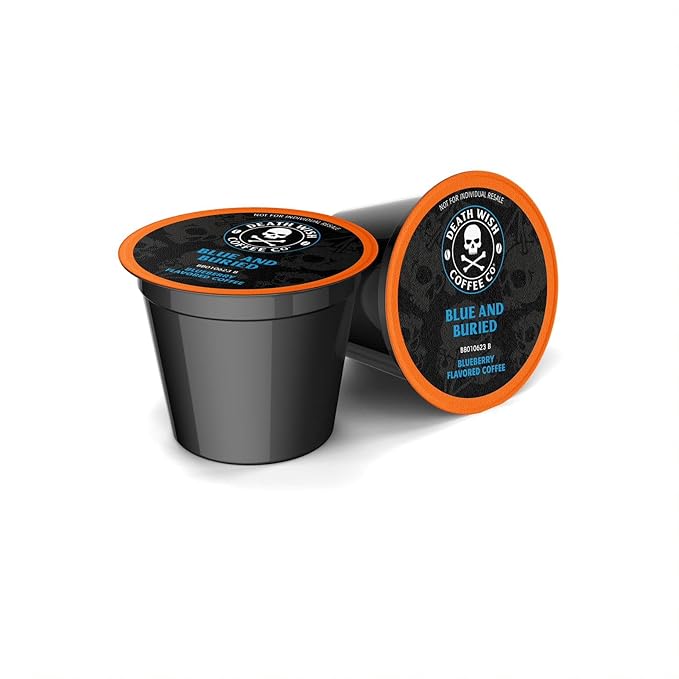 Death Wish Coffee, Single Serve Coffee Pods - Fair Trade - Blue and Buried: Blueberry Vanilla Flavored