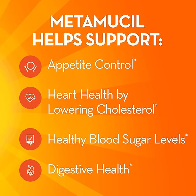 Metamucil Fiber, 4-in-1 Psyllium Fiber Supplement Powder with Real Sugar, Orange Smooth Flavored Drink, 72 Servings (Packaging May Vary), Coarse Texture, 1.9 Pound (Pack of 2)