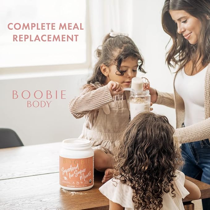Boobie Body Superfood Protein Meal Replacement Shake, Vanilla Cookie Flavor | 19g Protein | Safe for Pregnancy, Lactation, & Motherhood | Organic, Vegan, Zero Sugar, 1 Tub (20 Servings)