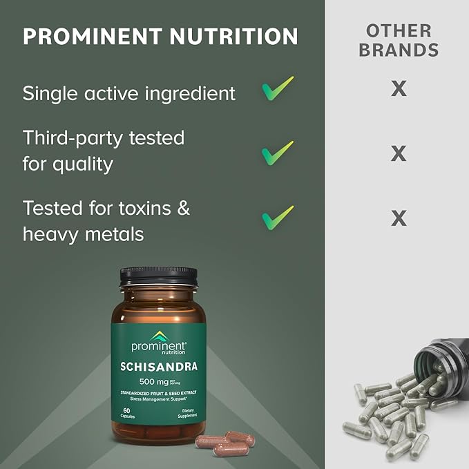Schisandra Supplement - Stress Management Support 500 mg, 60 Count
