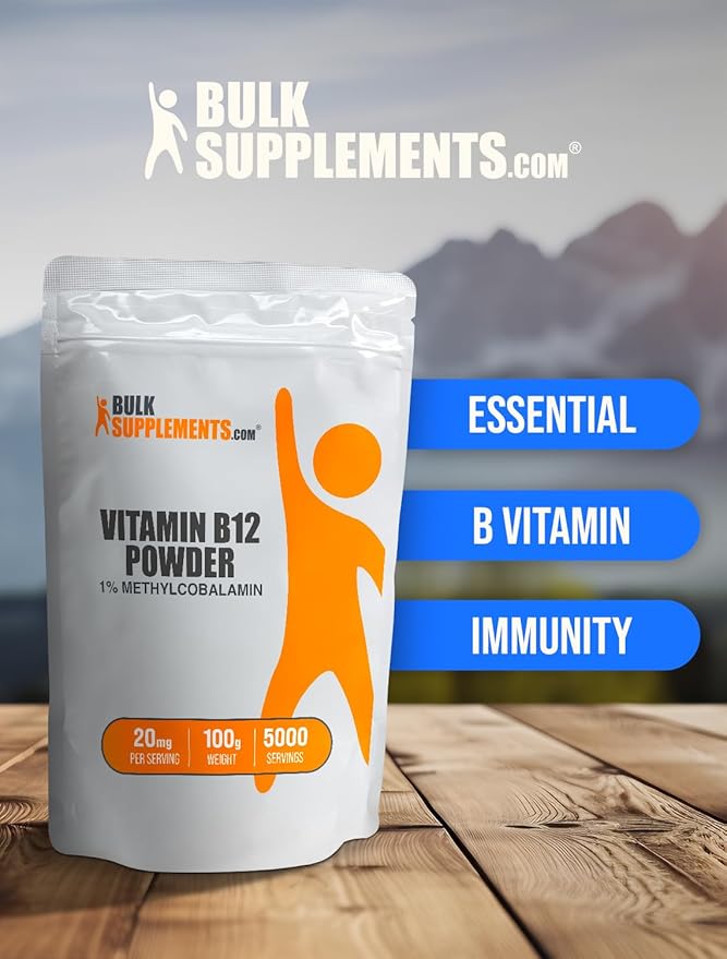 BulkSupplements.com Vitamin B12 Methylcobalamin Powder 1% B12 B12 Methylcobalamin, B12 Supplement, 20mg per 100g (3.5 (3.5 oz) 1)