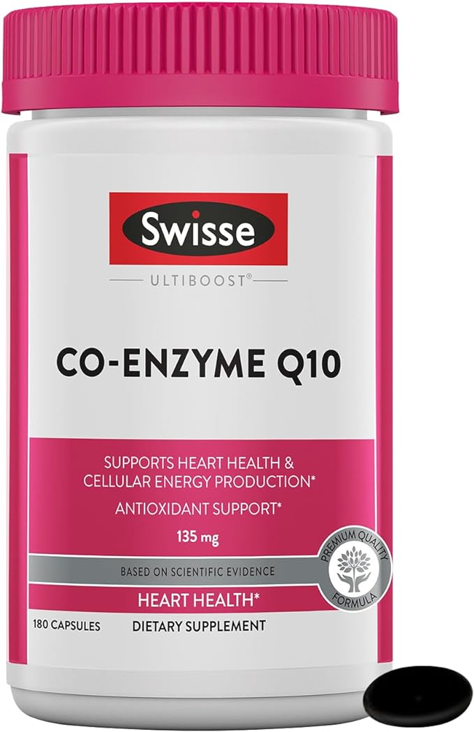 Swisse CoQ10 Supplement Co-Enzyme Q10 Q10 Supports CQ10 Antioxidant 10 Supplement 135 mg 180 Mini