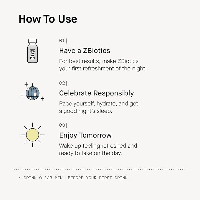 ZBiotics Pre-Alcohol — Feel Better After Drinking, Wake Up Refreshed, Science-Backed, Patented Probiotic for Easier Mornings, Travel-Friendly, 6-Pack of 0.5 Fl Oz Bottles