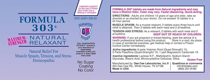 Dee CEE Labs Formula 303 Maximum 90 Tablets;