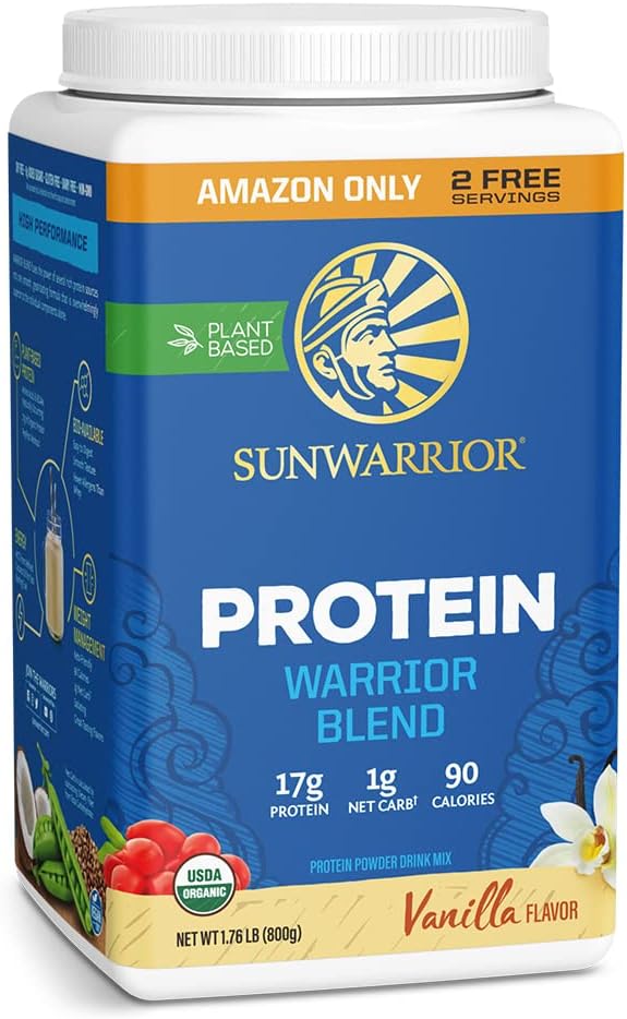 Sunwarrior Vegan Protein Powder Plant-Based USDA Organic | BCAA Amino Acids Hemp Seed | Keto Friendly Soy, Dairy, Gluten, & Synthetic Free Non-GMO | Vanilla 32 Servings 17g