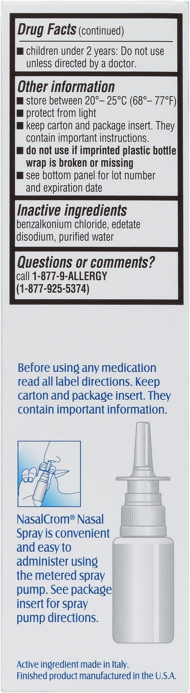 NasalCrom Nasal Spray Allergy Symptom Controller 200 Sprays .88 FL (2 Pack)