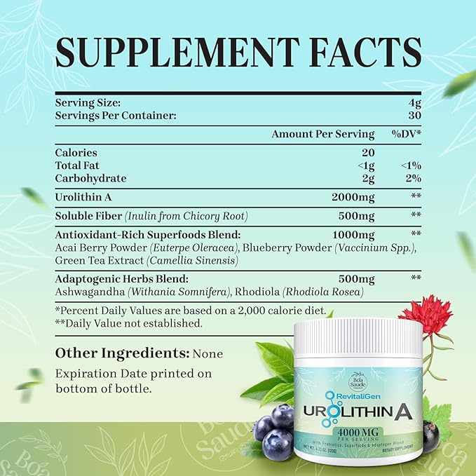Urolithin A Powder Supplement, 4000 mg 30 Servings
