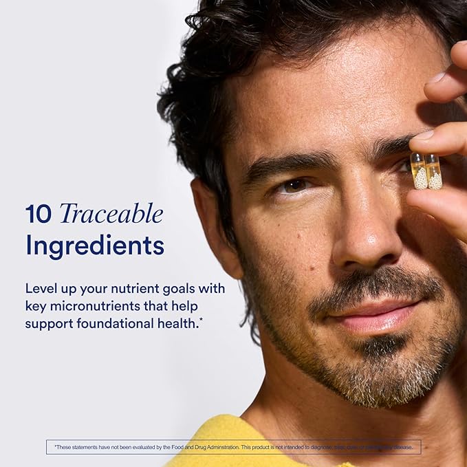 Ritual Multivitamin for Men 18+ D3 for Omega-3 DHA, B12, K2, K2, Gluten 30 Day 60 Vegan
