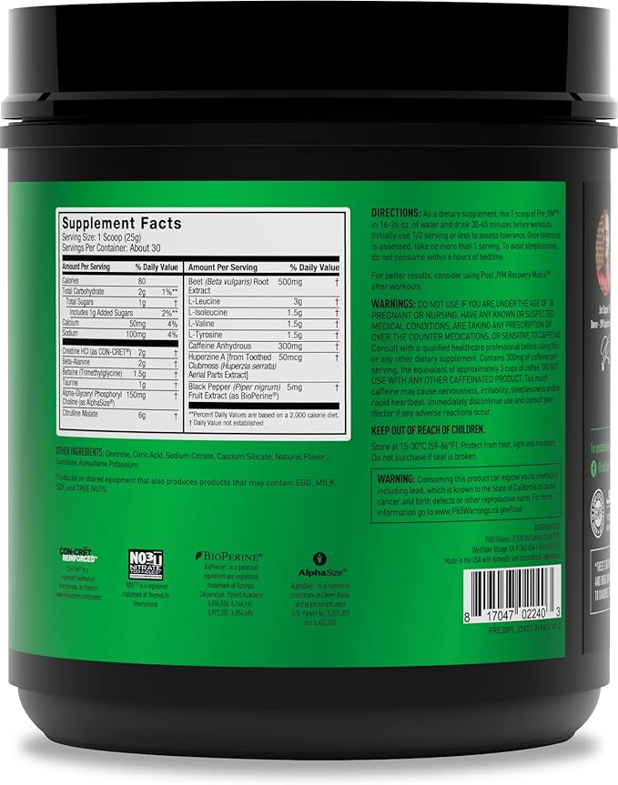 JYM Supplement Science Pre JYM Pink Lemonade Pre Workout Powder for Men & Women, BCAAs, Nootropics, Creatine HCI, Citrulline, Beta-Alanine, Betaine, Taurine, Huperzine, 30 Servings