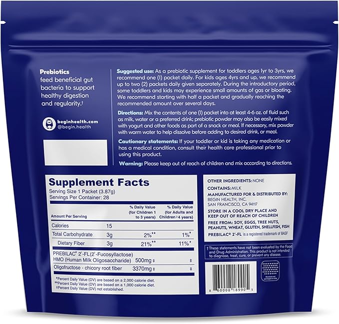 Begin Health Daily Growing Up Prebiotics 28-Pack