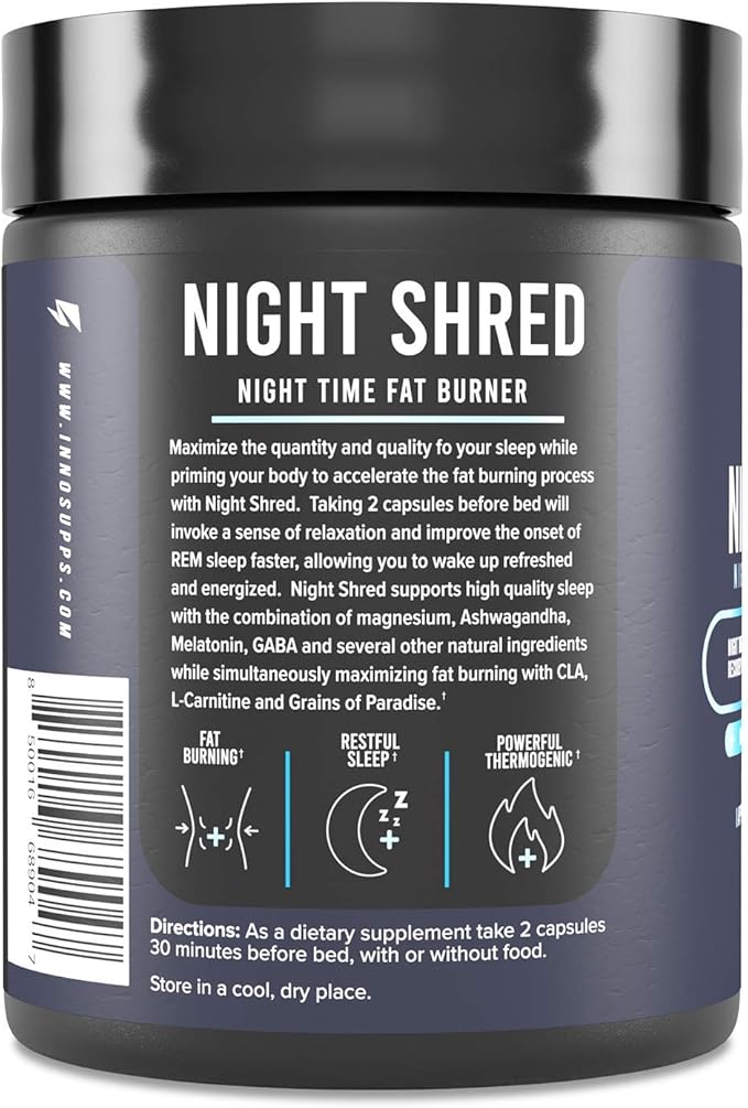 Night Shred Fat Burner and Natural 5-HTP, CLA, (60 Vegetarian