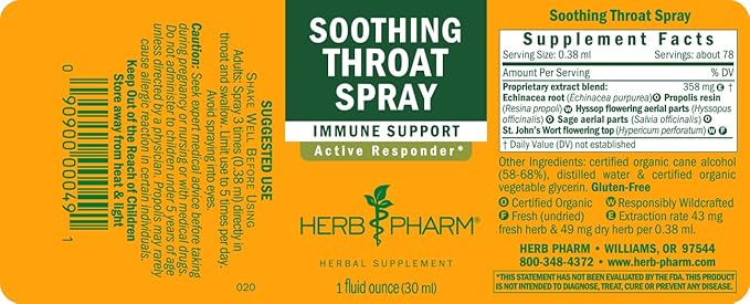 Herb Pharm Soothing Throat Spray Herbal 1 Fl 1)