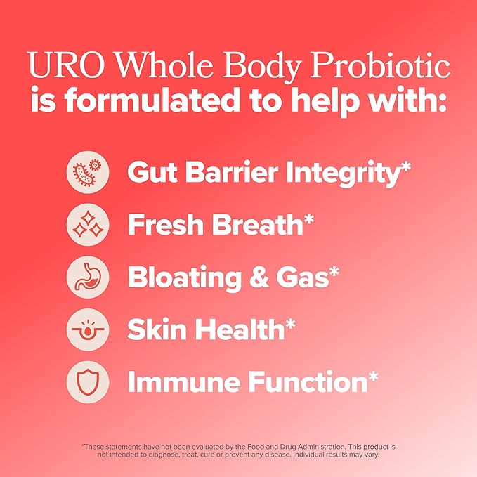 URO Whole Body Probiotic – 3-in-1 Probiotic Supporting Gut, Skin, and Oral Microbiomes & Digestive Health – 20B+ CFUs, Licorice Root, Dandelion – Non-GMO, Vegan, Gluten-Free – 30 Capsules
