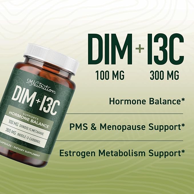 SMNutrition DIM & Indole 3 Carbinol for Hormone Balance for Women & Men | I3C Complex | Estrogen Balance, Menopause Supplements for Womens Health, Antioxidants | Vegan, Non-GMO, Gluten-Free 60 Ct