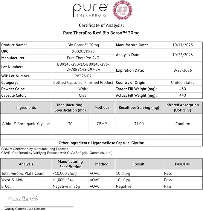 Pure TheraPro Rx Bio Boron, 30mg/Capsule, 90 Capsules,