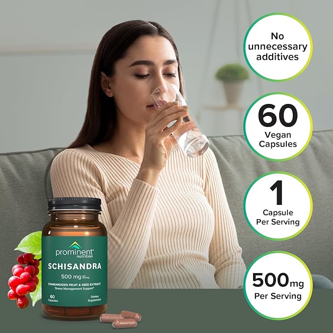 Schisandra Supplement - Stress Management Support 500 mg, 60 Count