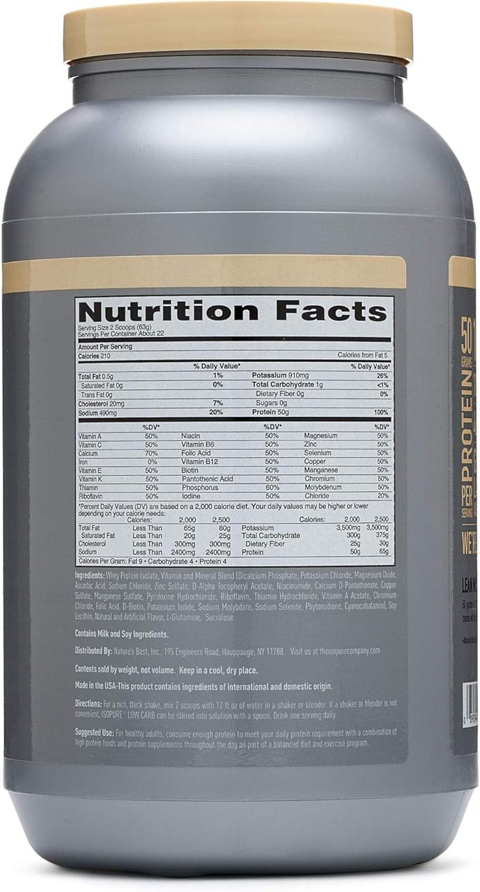 Isopure Low Carb 100% Pure Whey Isolate Protein Powder, Lactose Free, Gluten Free, With Vitamins, Toasted Coconut, 25g Protein Per Serving, 3 Lbs, 42 Servings