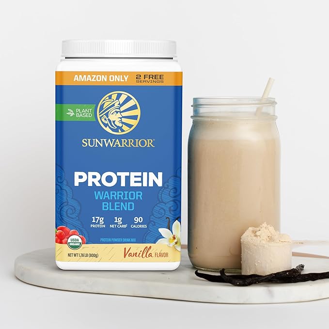 Sunwarrior Vegan Protein Powder Plant-Based USDA Organic | BCAA Amino Acids Hemp Seed | Keto Friendly Soy, Dairy, Gluten, & Synthetic Free Non-GMO | Vanilla 32 Servings 17g