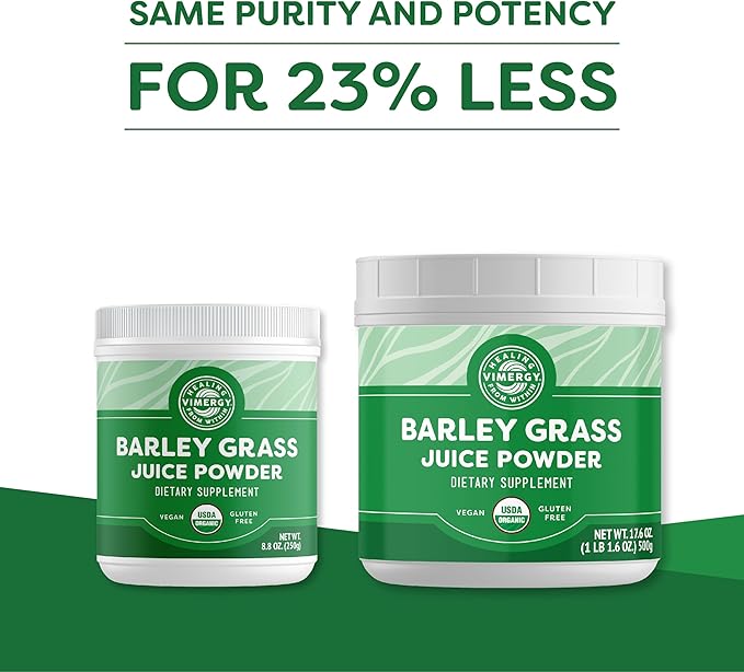 Vimergy Barley Grass Juice Powder – Clean Superfood Formula – Promotes Cardiovascular Health* – Organic, Vegan & Gluten-Free – Value Size 500g