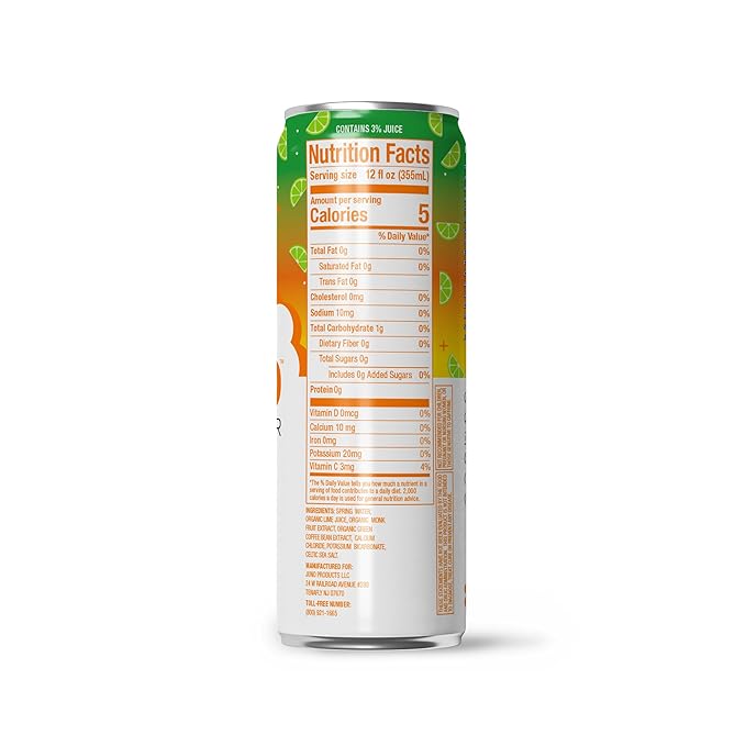 JUNO Rocket Limeade Still Mineral Water, Hydration Energy Drink with 125mg Organic Caffeine from Green Coffee Beans, Organic Monk Fruit, Organic Lime Juice, Celtic Salt, Potassium, and Calcium, Vegan, Gluten Free, 12 Pack