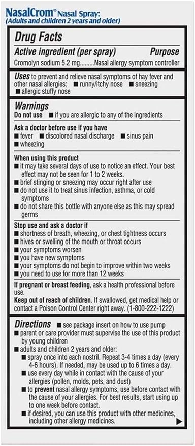 NasalCrom Nasal Spray Allergy Symptom Controller 200 Sprays .88 FL (2 Pack)