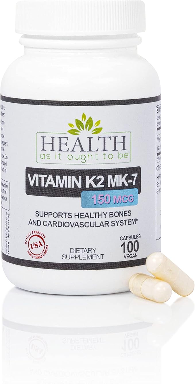 Health As It Ought To Be K2 MK7 MK7 150mcg 150mcg Supplement 100 Capsules