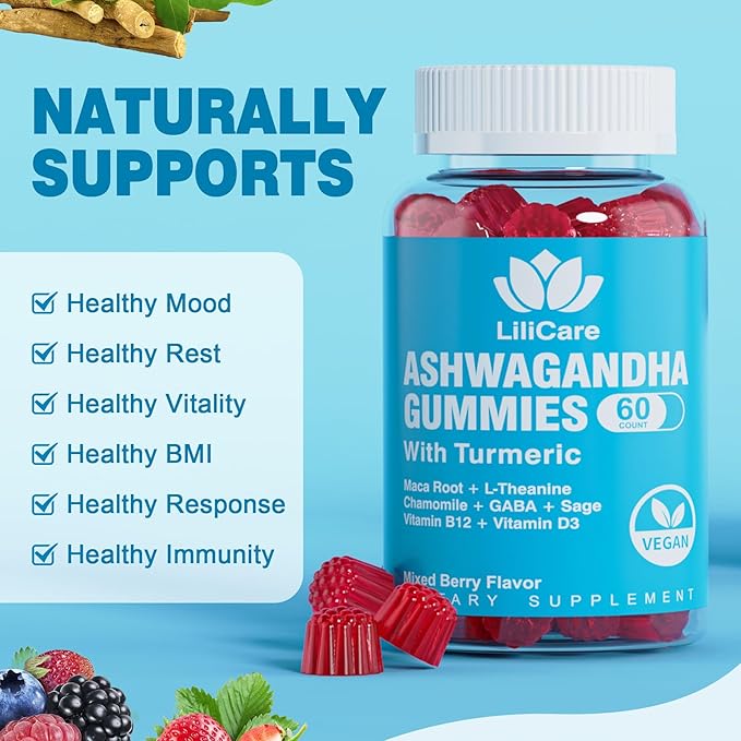 Ashwagandha Gummies, 2000mg Organic Ashwa Root 60 Count