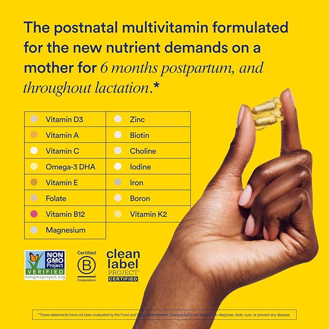 Ritual Postpartum Essentials Multivitamin Omega-3 DHA D3 & B12, Iodine,