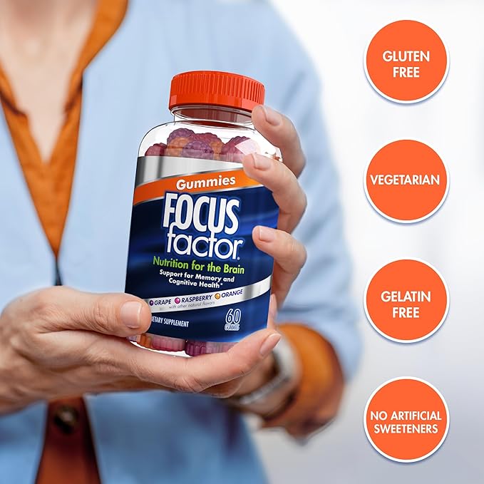 Focus Factor Nootropic Gummies, Memory Supplement 60 Count