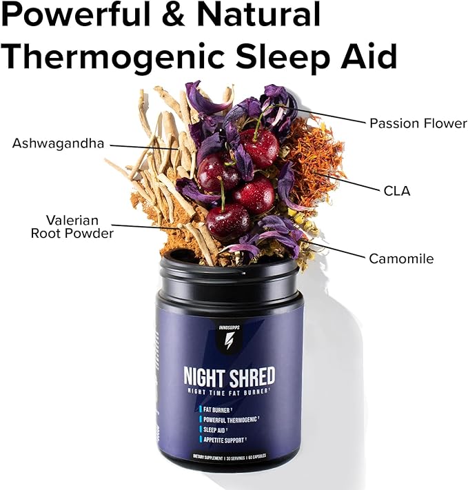 Night Shred Fat Burner and Natural 5-HTP, CLA, (60 Vegetarian