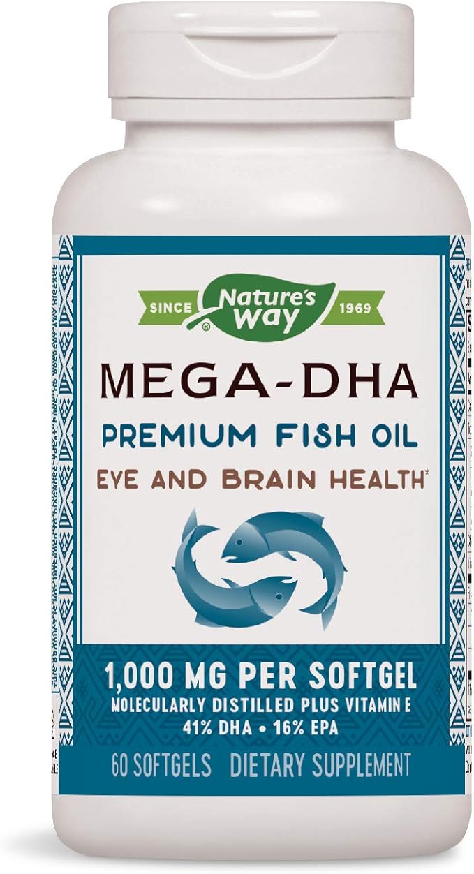 Nature's Way Mega-DHA Premium Fish Oil, Omega-3, 60 60 Softgels