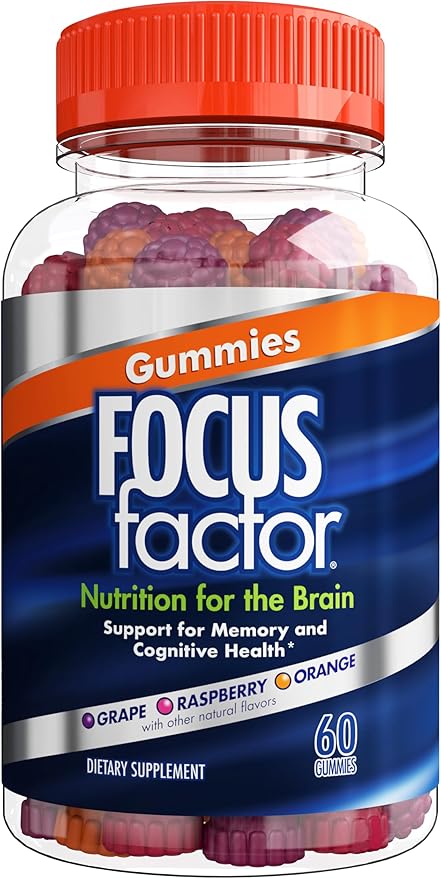 Focus Factor Nootropic Gummies, Memory Supplement 60 Count