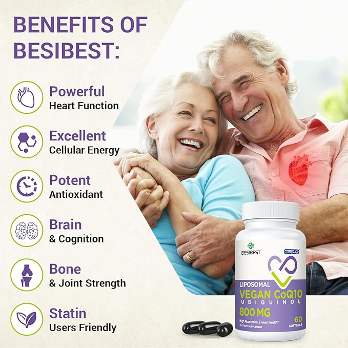 Liposomal Ubiquinol CoQ10 800 MG Softgel, CoQ10 Ubiquinol Q10 800mg, 800mg, Powerful 120 Vegan