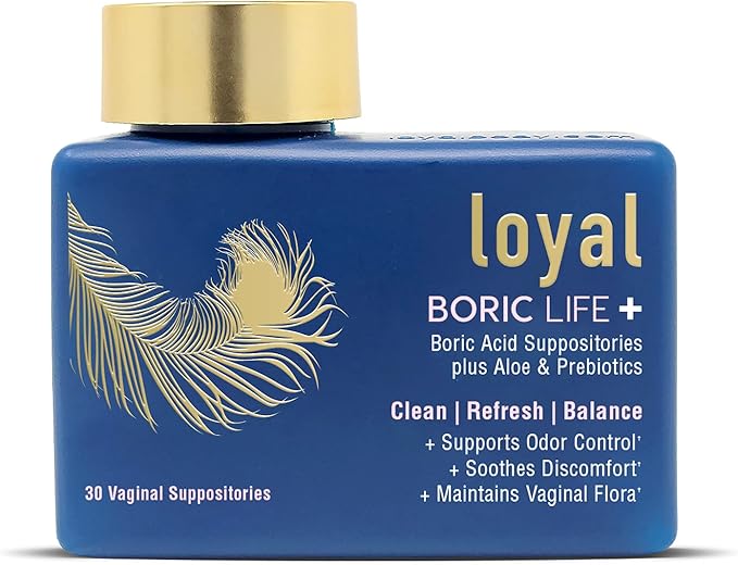 Loyal Boric Life Plus - Boric Acid Vaginal Suppositories with Aloe & FOS - Supports Odor Control - Soothes Discomfort - Maintains Vaginal Flora - Made in USA (30 Count)