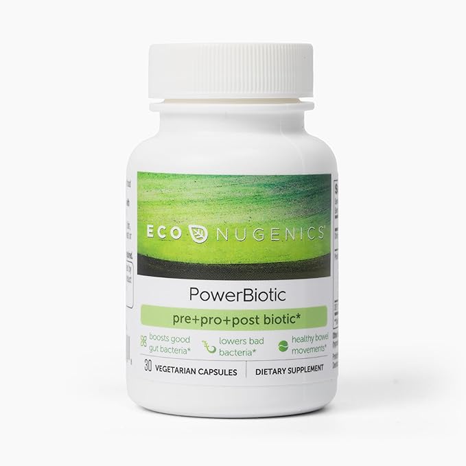 EcoNugenics PowerBiotic: Prebiotic, Probiotic & Postbiotic 30 Capsules (1 Daily)