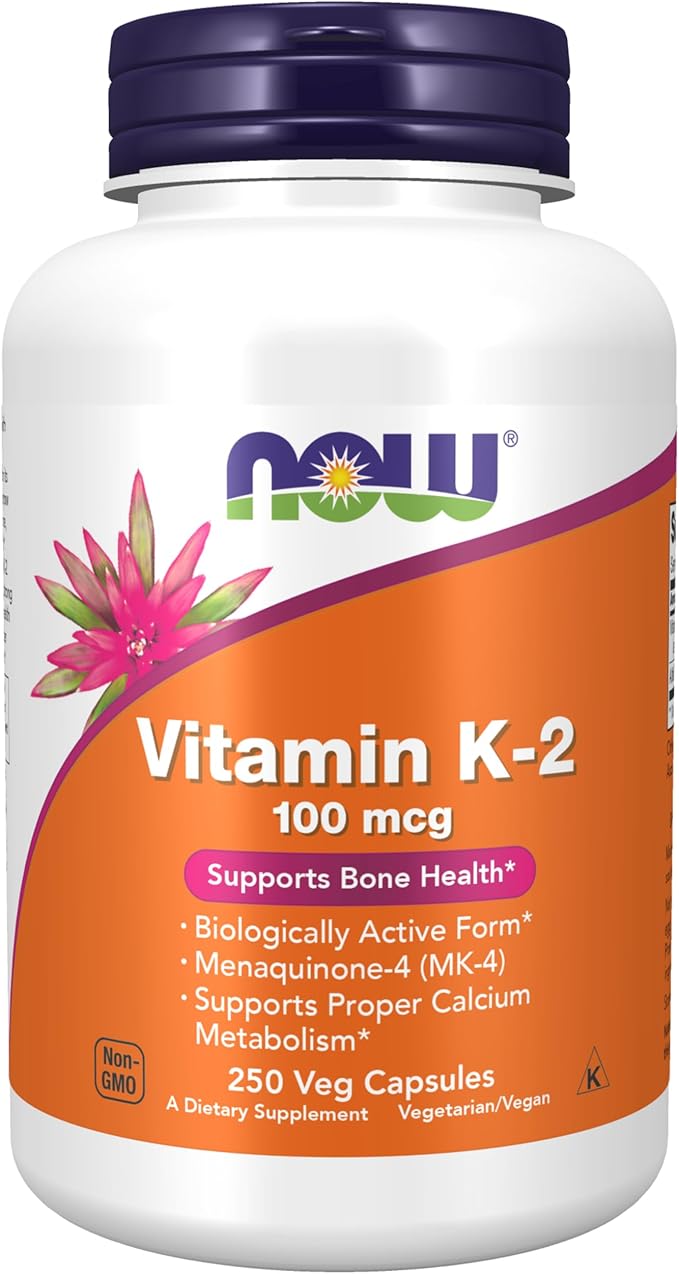 NOW Supplements, Vitamin K-2 100 mcg, Menaquinone-4 (MK-4), (MK-4), Supports 250 Veg