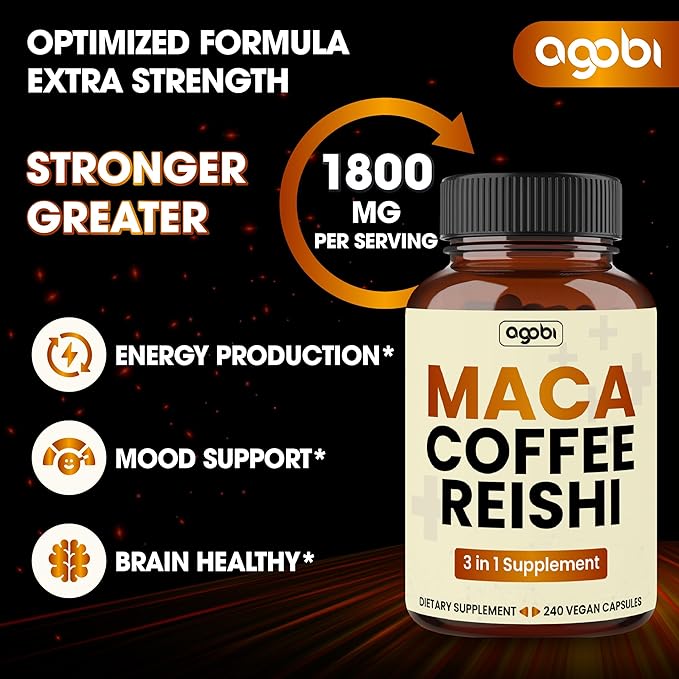 agobi 1800mg Maca Coffee Supplement 60 Vegan