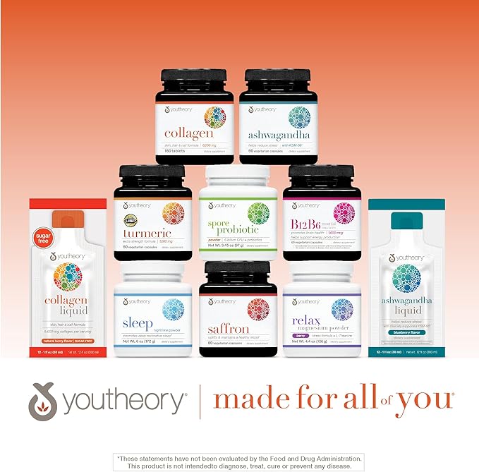 Youtheory Advanced Collagen - 6,000 mg Collagen - with Vitamin C - for Hair, Skin & Nails* - Collagen Supplements for Women and Men - 120 Tablets
