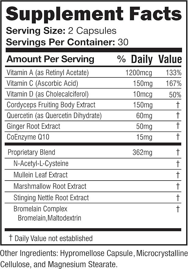 OMNIBREATHE Respiratory Health Supplement,Inhaler Mate,Support Quit Cough,60 Veg