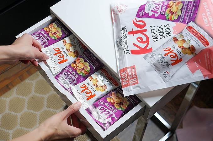 Nature’s Garden Keto Variety Snack Packs – Keto Snack Mix, Keto Deluxe Mix, Heart Healthy Nuts, Probiotic Cheese Balls, Mixed Nuts, Gluten-Free, Energy Boost, Healthy Snacks– 1 Oz Bags (18 Individual Servings)