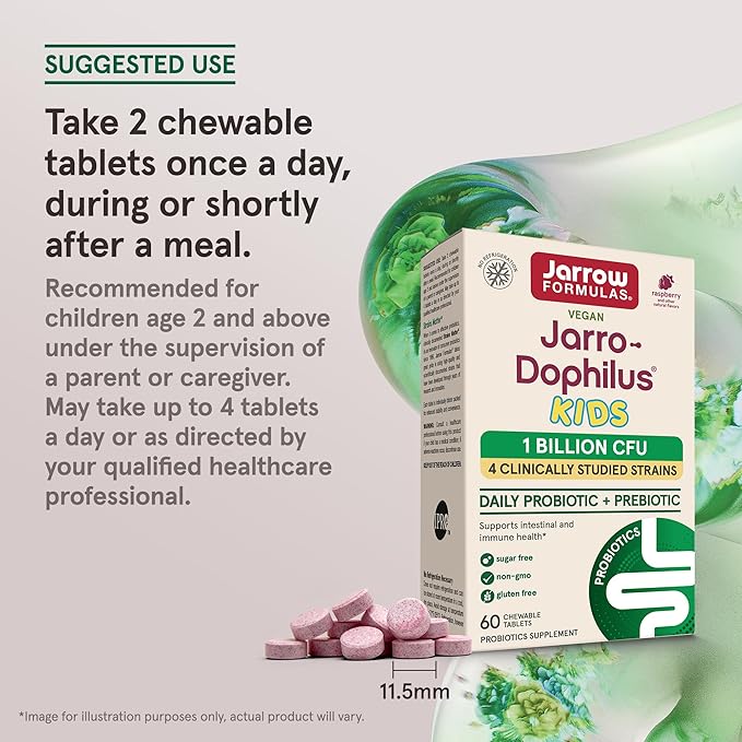 Jarrow Formulas Jarro-Dophilus Kids Probiotics and 1 Billion 60 Sugar-Free 30 Day