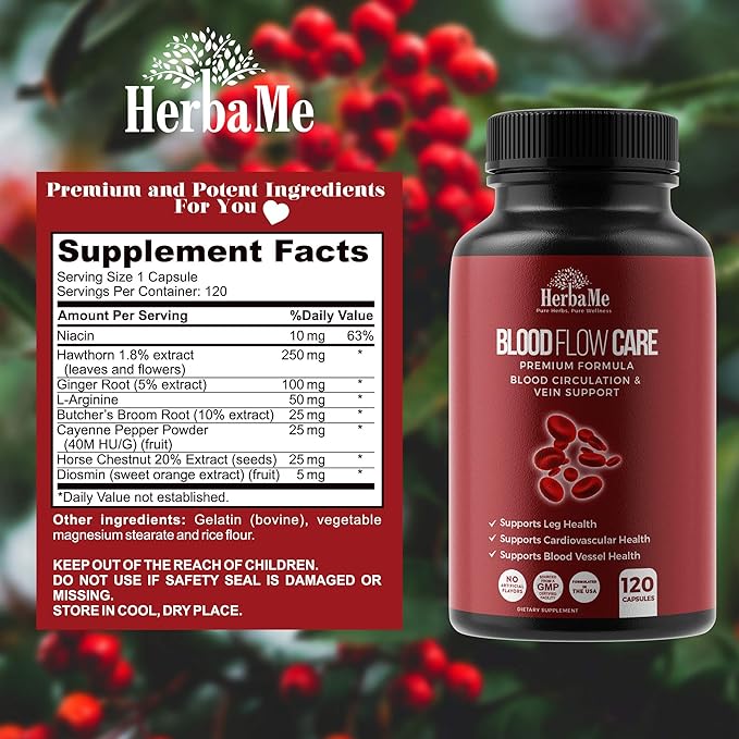 Blood Circulation Supplement, 120 Capsules, Supports