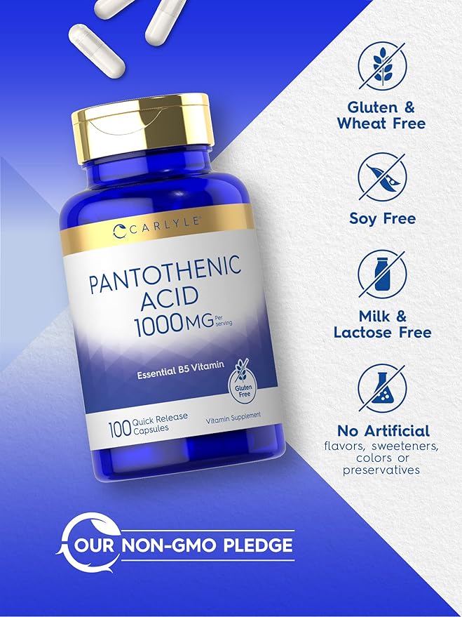 Carlyle Pantothenic Acid 1000mg | 100 Capsules B5 Vitamin