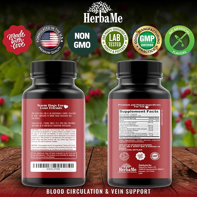 Blood Circulation Supplement, 120 Capsules, Supports